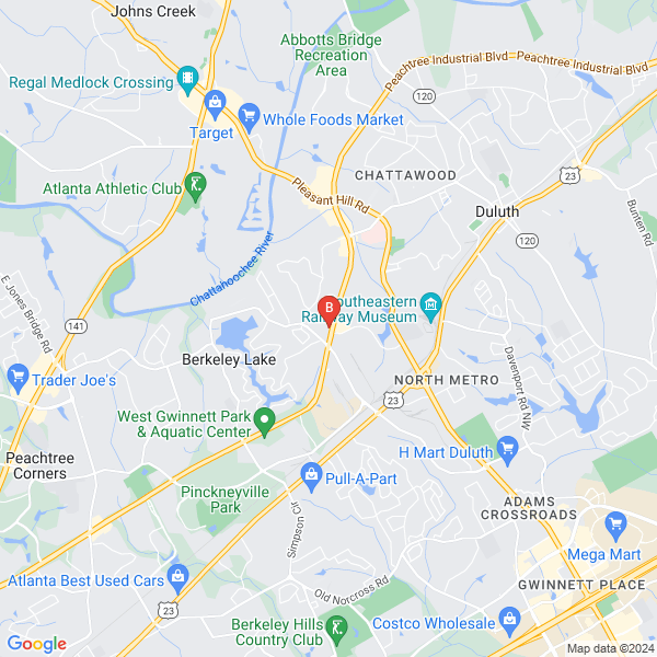 RC Transmission location map: 3885 Peachtree Industrial Blvd, Duluth, GA